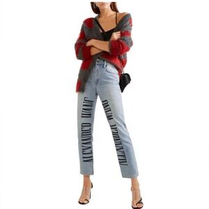 ALEXANDER WANG sz 25 high rise embroidered jeans  EUC